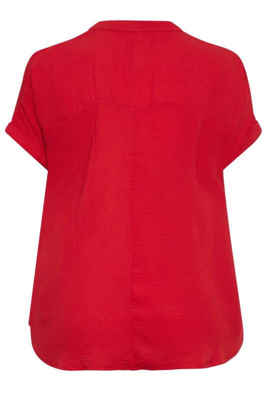 YOURS Plus Size Red Half Placket Blouse | Yours Clothing 7