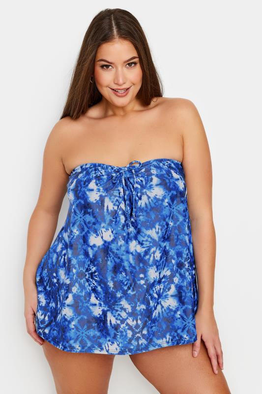 YOURS Plus Size Blue Tie Dye A-Line Tankini Top | Yours Clothing 2