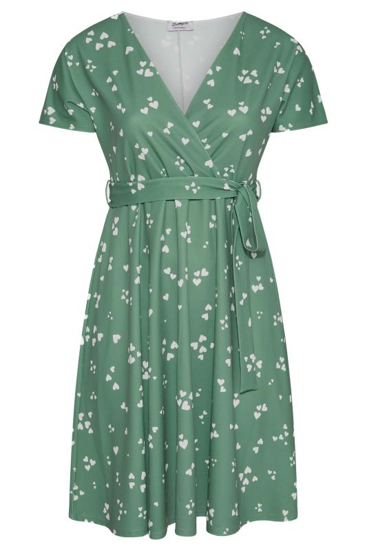 YOURS LONDON Sage Green Heart Print Wrap Dress_F.jpg