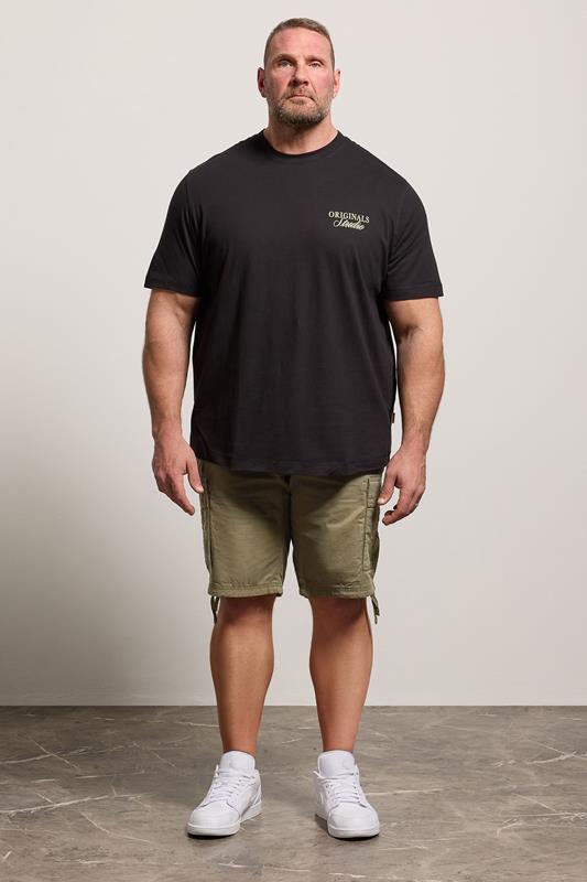 JACK & JONES Big & Tall Olive Green Mid Rise Cargo Shorts | BadRhino 1