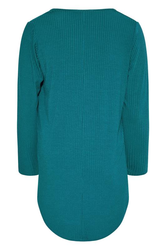 LIMITED COLLECTION Teal Longline Ribbed Top_BK.jpg
