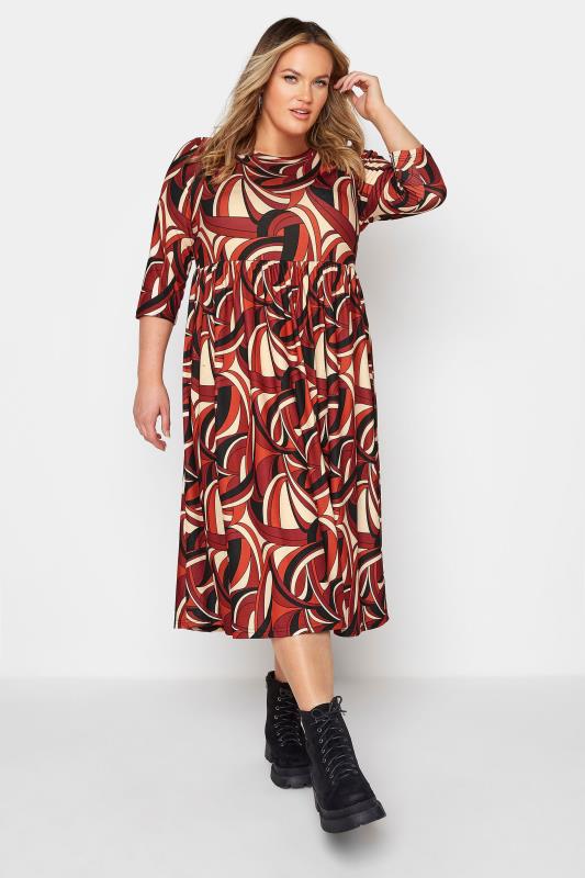 LIMITED COLLECTION Curve Red Abstract Print Midaxi Dress 1