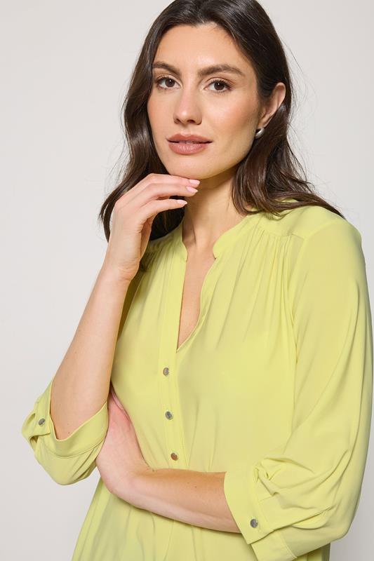 M&Co Yellow Half Placket Collarless Shirt | M&Co 4