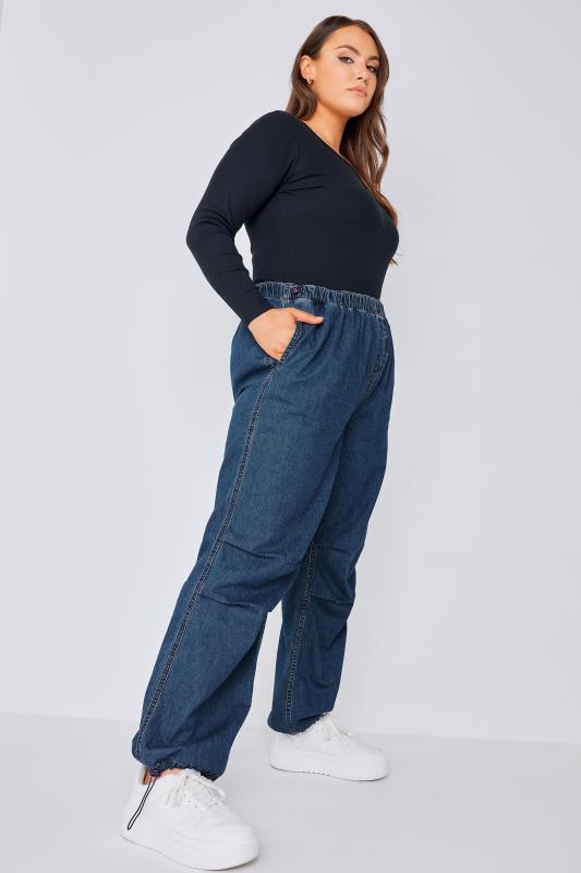 YOURS Curve Plus Size Denim Parachute Jeans | Yours Clothing  5