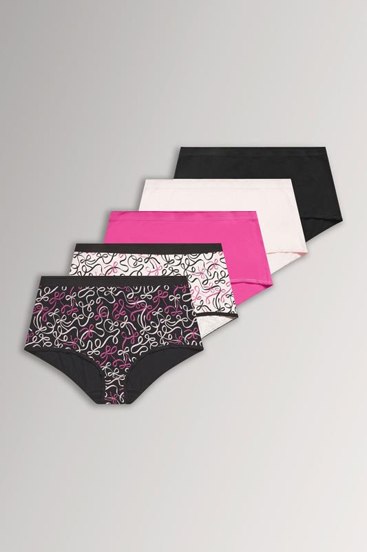  YOURSET Curve 5 PACK Black Bow Print Full Briefs
