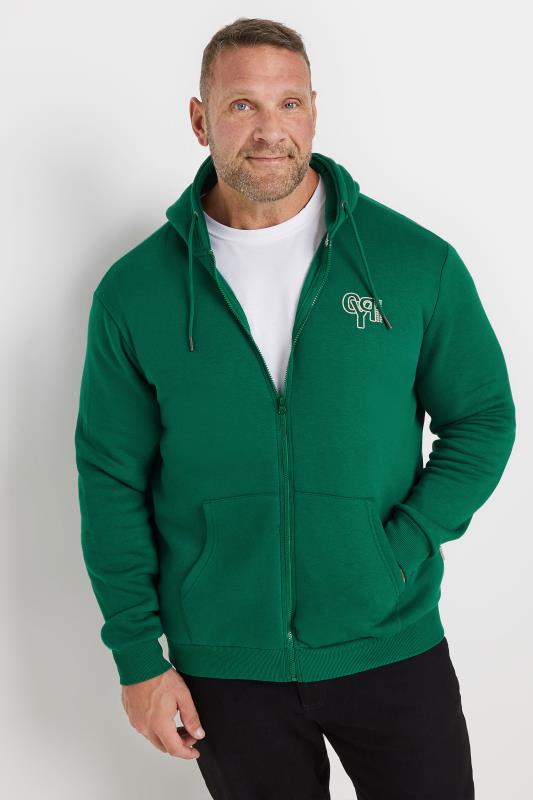  Grande Taille BLEND Big & Tall Forest Green Zip Through Hooded Sweatshirt