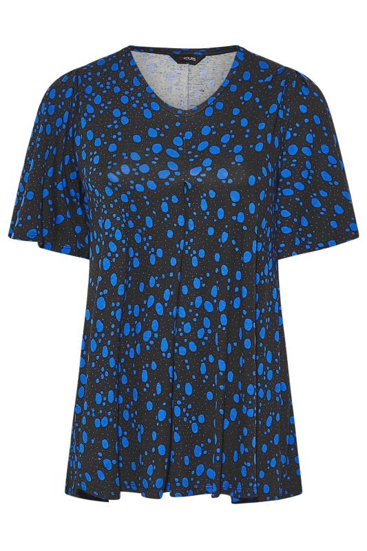 Plus Size Blue Spotty Print Sleeve Swing Top | Yours Clothing  6