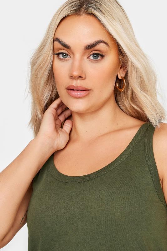 YOURS Plus Size Olive Green Vest Top | Yours Clothing 4