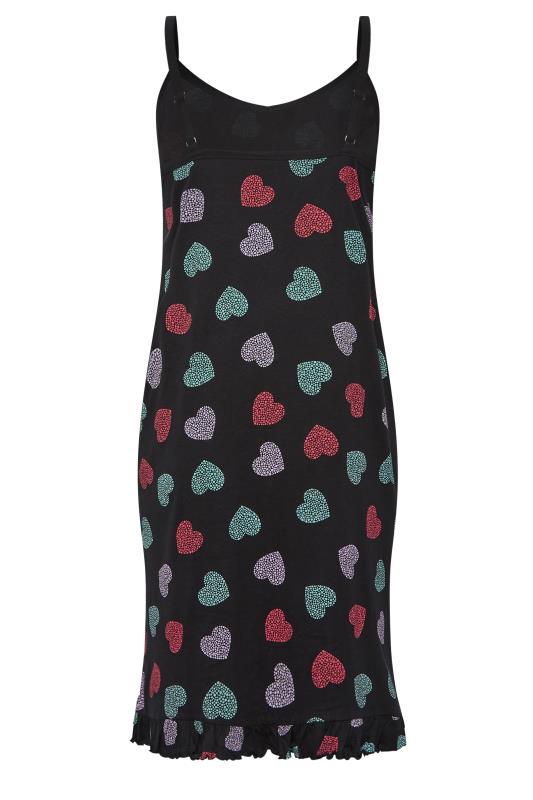 YOURS Curve Plus Size Black Heart Print Pintuck Chemise Nightdress | Yours Clothing  7