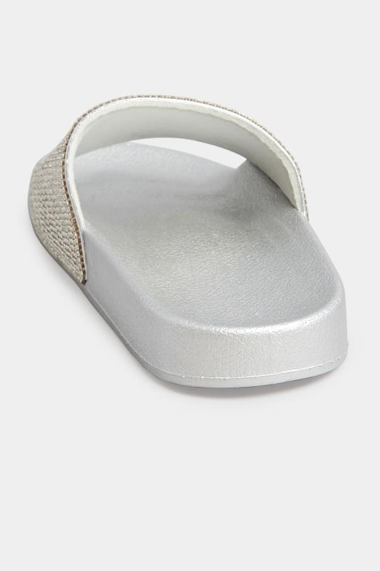 PixieGirl Silver Diamante Sliders In Standard Fit | PixieGirl 4