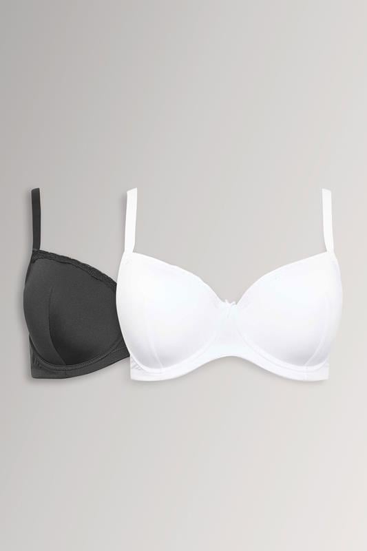  YOURSET 2 PACK Curve Black & White Lace Trim T-Shirt Bras