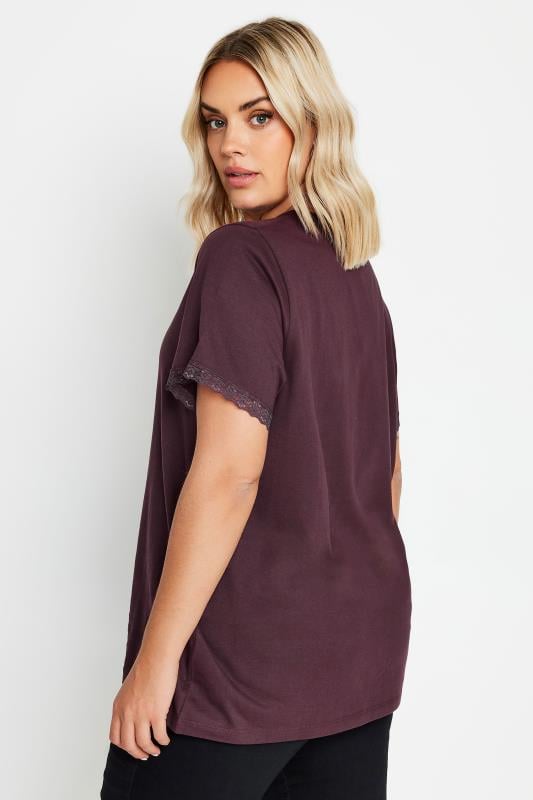 YOURS Plus Size Purple Lace Trim T-Shirt | Yours Clothing  4