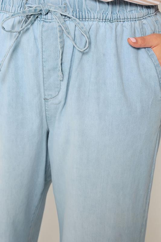 Yours Plus Size Blue Crop Wide Leg Jeans | Yours Clothing 4