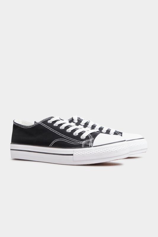  Tallas Grandes Black Canvas Platform Trainers In Extra Wide Fit