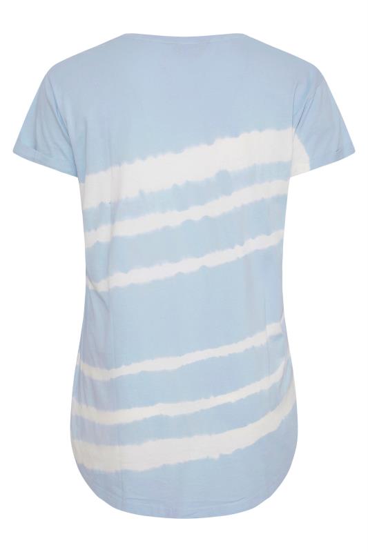 YOURS FOR GOOD Curve Pale Blue Stripe Tie Dye T-Shirt 6
