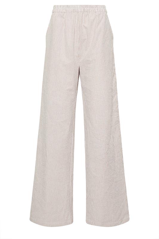 LTS Tall Women's Camel Brown Stripe Cotton Wide Leg Trousers | Long Tall Sally 6