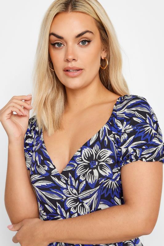 YOURS Plus Size Navy Blue Floral Print Tiered Maxi Dress | Yours Clothing 4