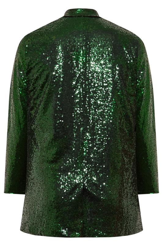Curve Emerald Green Sequin Blazer | Yours Clothing 7