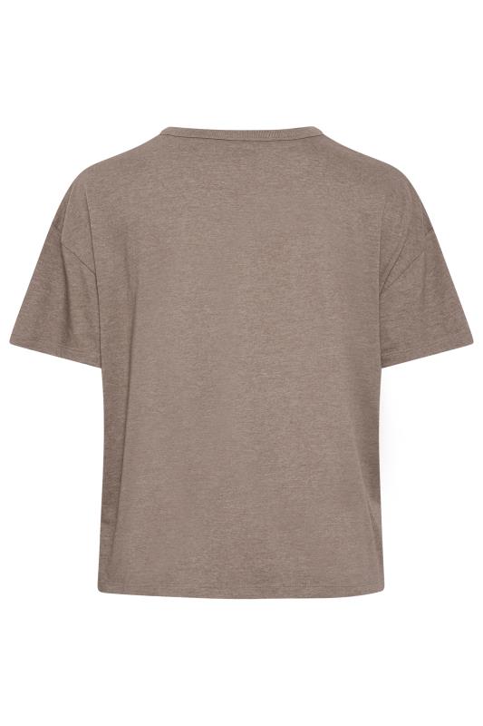 YOURS Plus Size Brown Step Hem T-Shirt | Yours Clothing 7