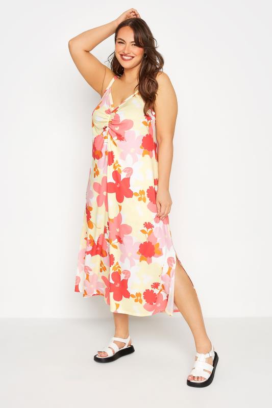 LIMITED COLLECTION Curve Yellow Floral Ruched Dress 2
