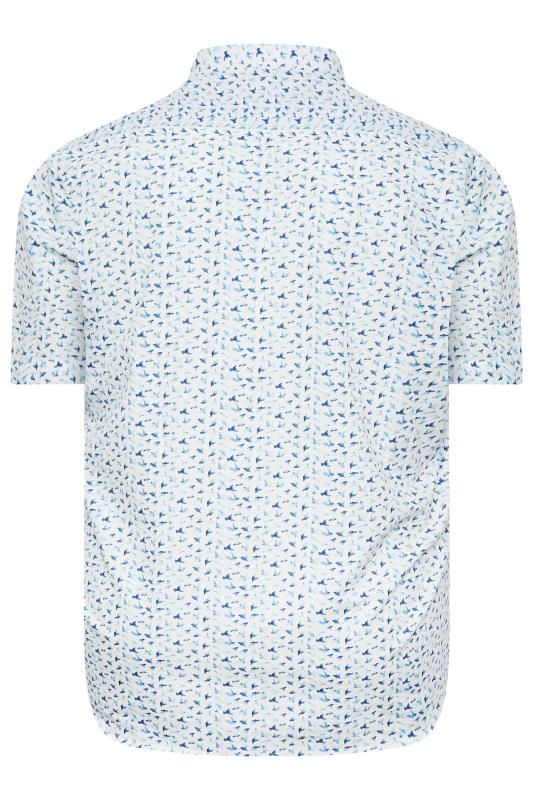 KAM Big & Tall White Bird Print Short Sleeve Shirt  | BadRhino 4