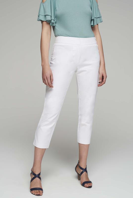 Tall Trousers White Cotton Cropped Trousers