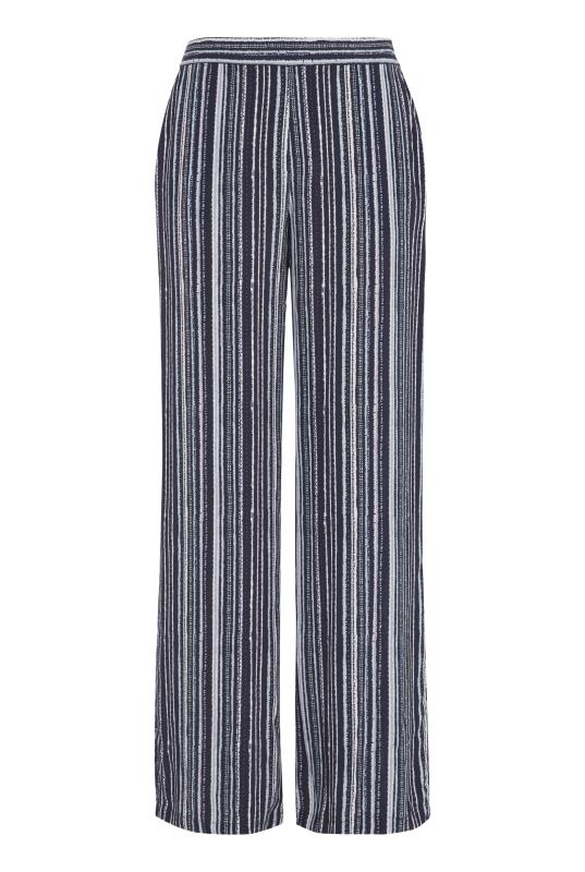 Blue & White Stripe Wide Leg Trousers | Long Tall Sally