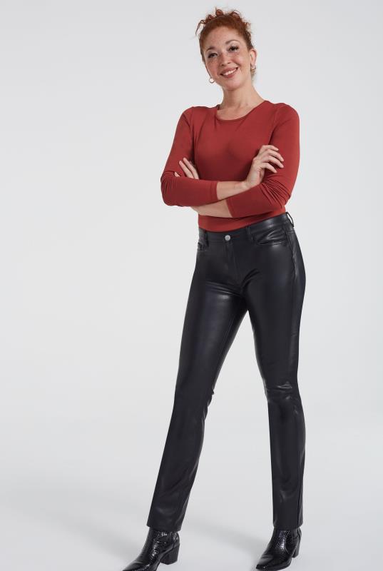 tall leather look trousers