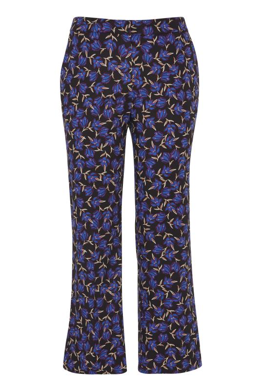 Tall Purple Floral Print Cotton Sateen Ankle Grazer Trousers 4