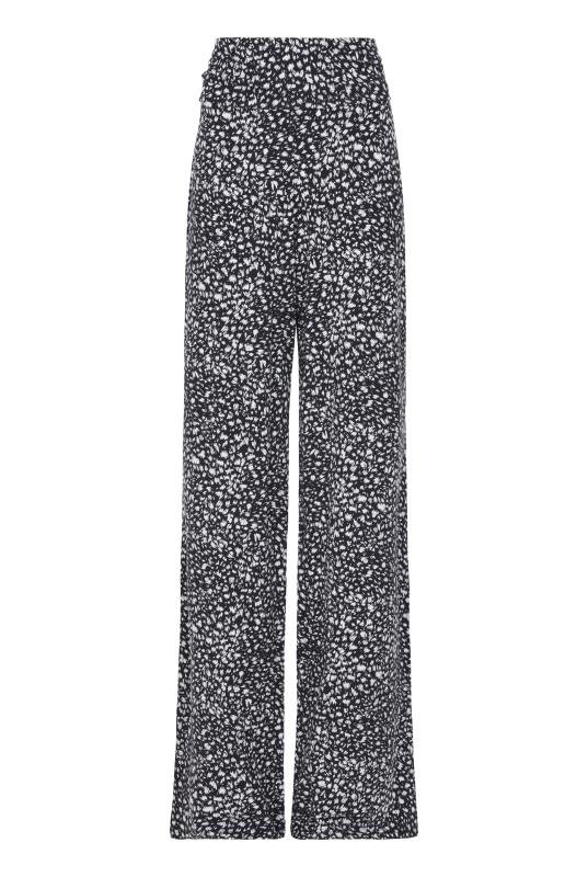 Black Printed Jersey Wide Leg Trousers | Long Tall Sally
