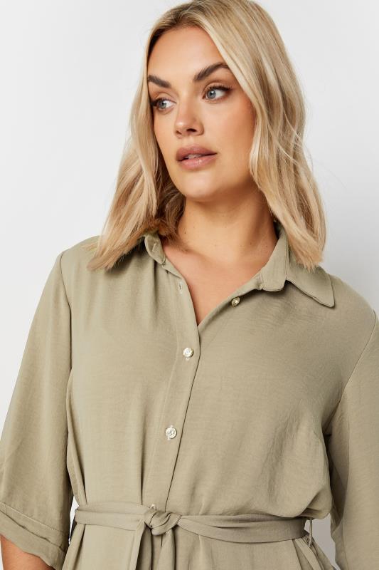 YOURS Plus Size Beige Brown Midi Shirt Dress | Yours Clothing 4
