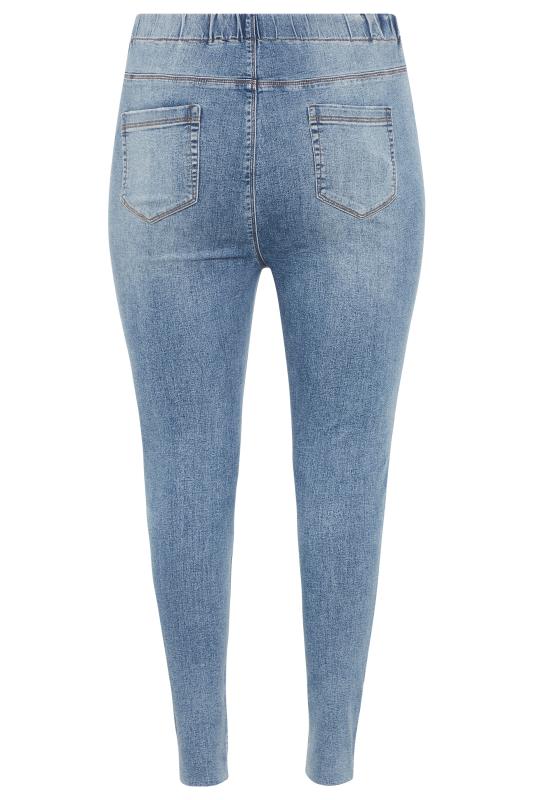 Plus Size YOURS FOR GOOD Mid Blue Extreme Ripped JENNY Jeggings | Yours Clothing 7