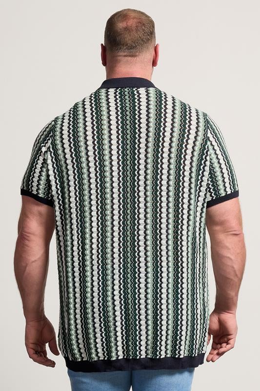 BadRhino Big & Tall Blue & Green Knitted Revere Collar Shirt | BadRhino 4