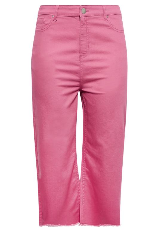YOURS Plus Size Curve Hot Pink Stretch Cropped Jeans | Yours Clothing  4