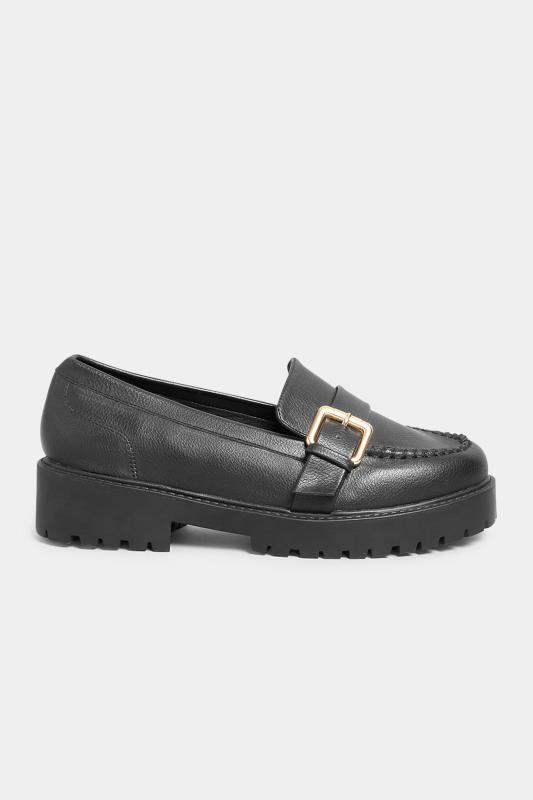 Black Buckle Chunky Loafers In Extra Wide EEE Fit 3