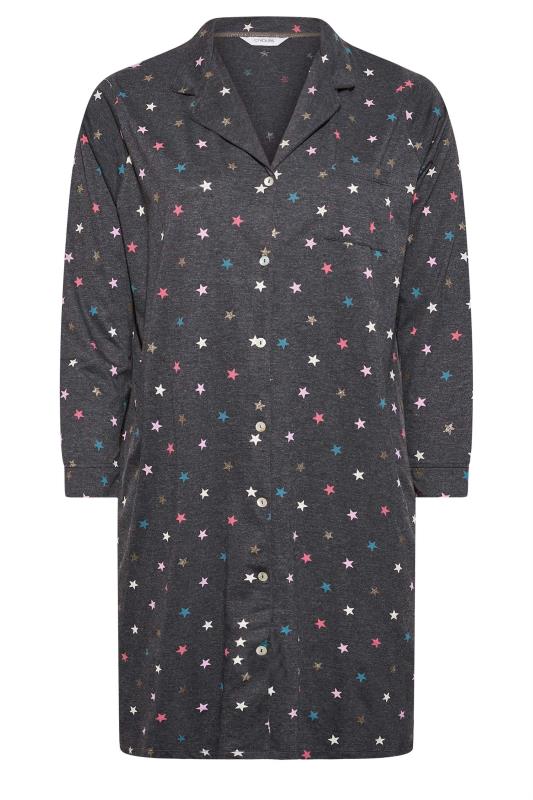 Curve Charcoal Grey Star Print Nightshirt | Yours Clothing 6