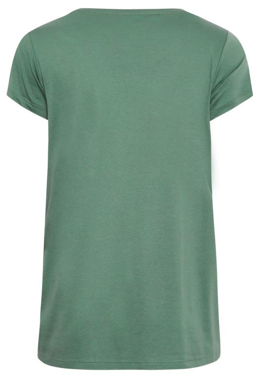 YOURS Plus Size Sage Green Essential V-Neck T-Shirt | Yours Clothing 6
