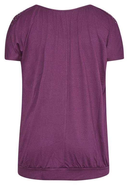 Plus Size Purple Stud Embellished Top | Yours Clothing 7