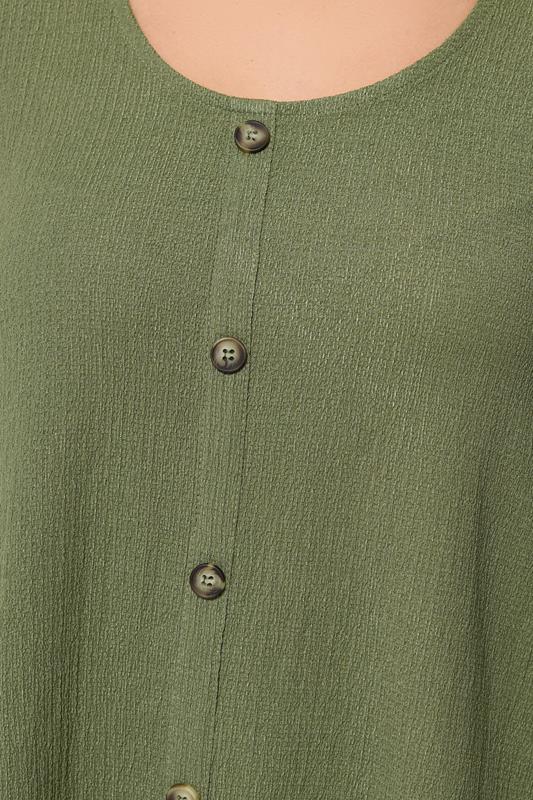 YOURS Plus Size Olive Green Crinkle T-Shirt | Yours Clothing 4