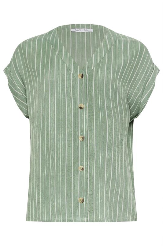 M&Co Green Stripe Print Short Sleeve Blouse | M&Co 6