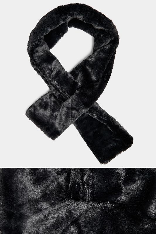 Black Faux Fur Scarf | Yours Clothing 3