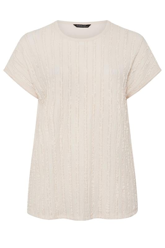 EVANS Plus Size Ivory White Textured Front Top | Evans 5