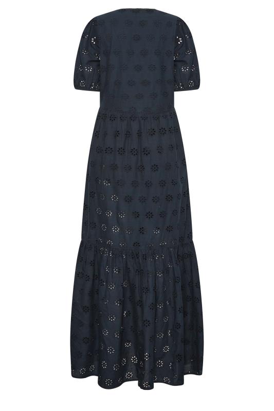 LTS Tall Women's Navy Blue Broderie Tiered Dress | Long Tall Sally 7