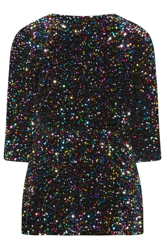 YOURS LONDON Plus Size Black Velvet Sequin Sweetheart Top | Yours Clothing 7