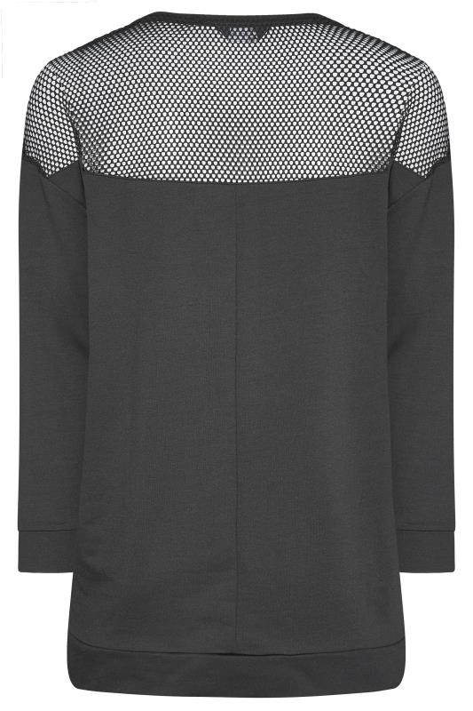 Plus Size Black Mesh Panel Sweatshirt | Yours Clothing  6