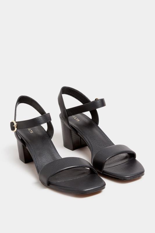 LTS Black Faux Leather Block Heel Sandal In Standard Fit | Long Tall Sally 2