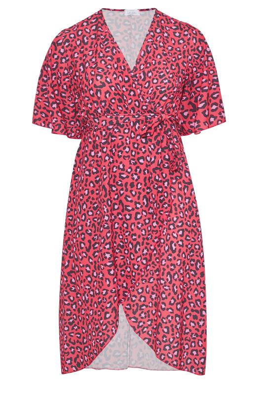 YOURS LONDON Curve Red Leopard Print Midi Wrap Dress 6