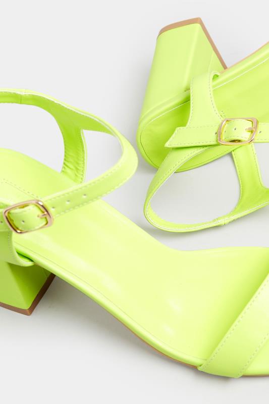 LIMITED COLLECTION Lime Green Block Heel Sandal In Wide E Fit & Extra Wide Fit | Yours Clothing 5