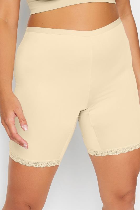 Plus Size Briefs & Knickers YOURS Curve Nude Lace Trim Anti Chafing High Waisted Shorts