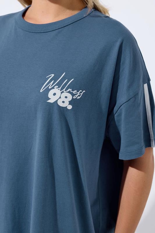 YOURS ACTIVE Plus Size Blue 'Wellness Studio' T-Shirt | Yours Clothing 6